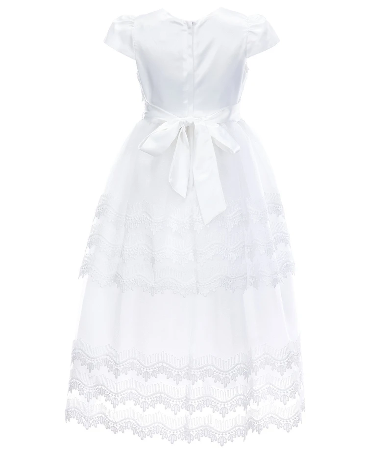 Poppies and Roses Big Girls Point de Venise Lace-Trimmed Communion Dress