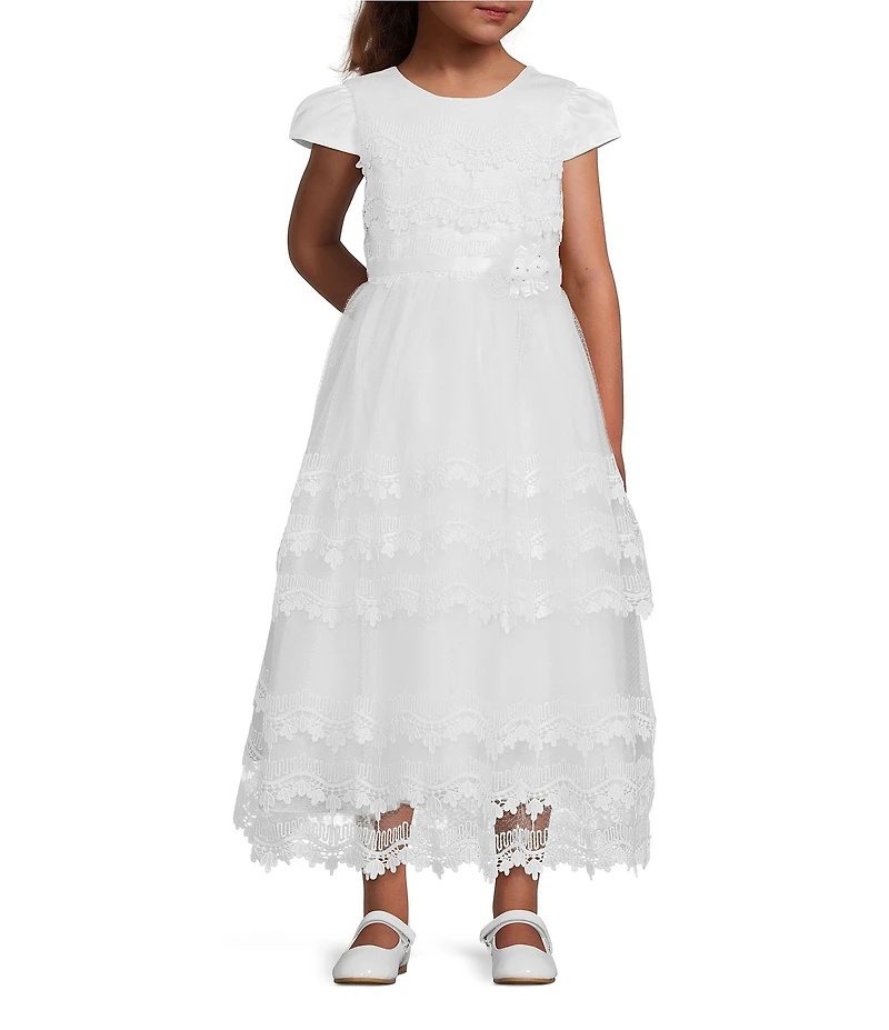 Poppies and Roses Big Girls Point de Venise Lace-Trimmed Communion Dress