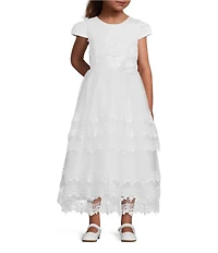 Poppies and Roses Big Girls Point de Venise Lace-Trimmed Communion Dress
