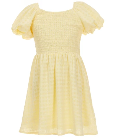 Poppies and Roses Big Girls Puff Sleeve Smocked Bow Back Dress