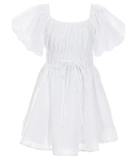 Poppies and Roses Big Girls Puffed Sleeve Eyelet Patterned Peasant Dress