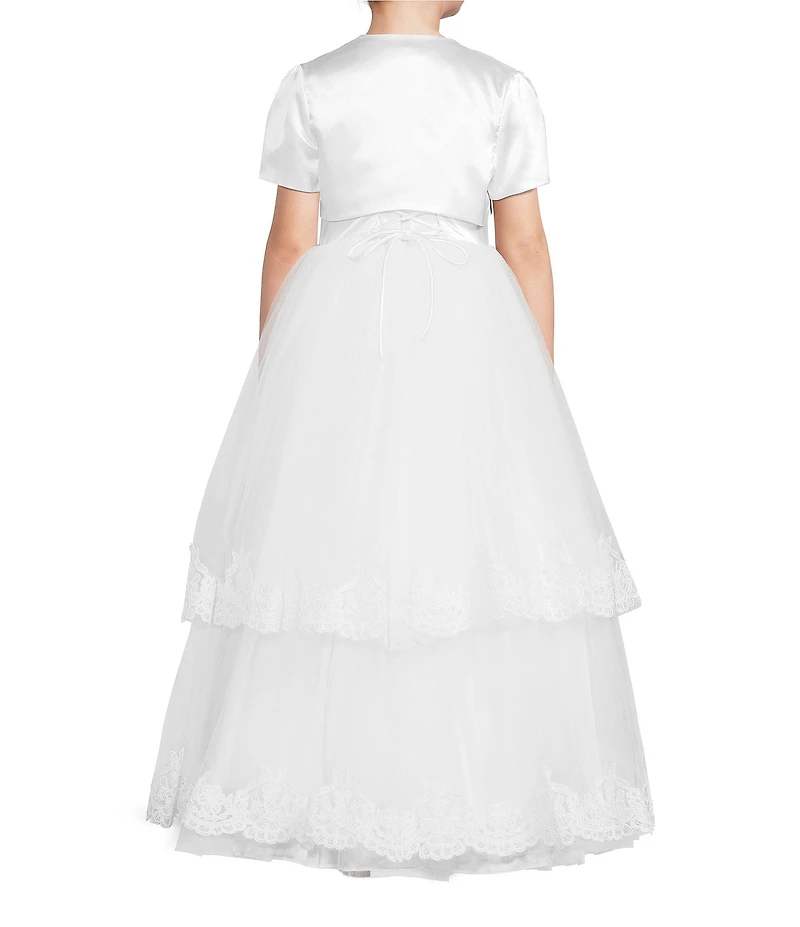 Poppies and Roses Big Girls Satin Bolero & Lace-Embellished Ball Gown