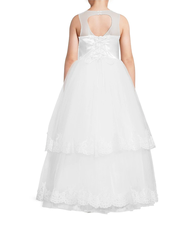 Poppies and Roses Big Girls Satin Bolero & Lace-Embellished Ball Gown