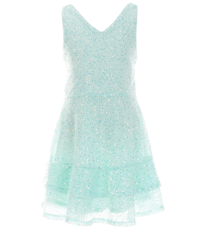 poppies and roses sequin dress Poppies and Roses Big Girls Sequin Tiered Fit-And-Flare Dress