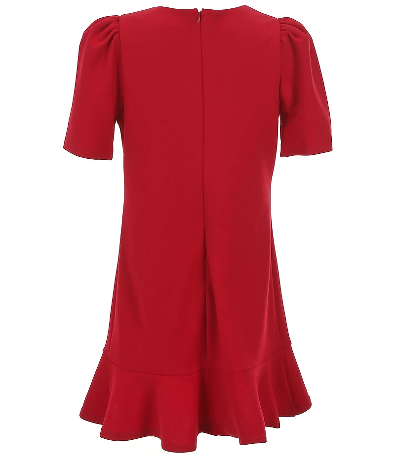 Poppies and Roses Big Girls Short Sleeve Bow-Accented Scuba Dress