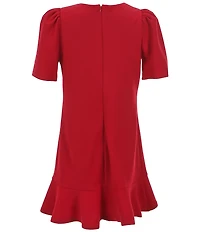 Poppies and Roses Big Girls Short Sleeve Bow-Accented Scuba Dress