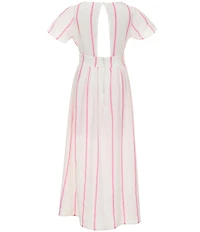 Poppies and Roses Big Girls Short Sleeve Maxi Stripe Walk-Through Romper