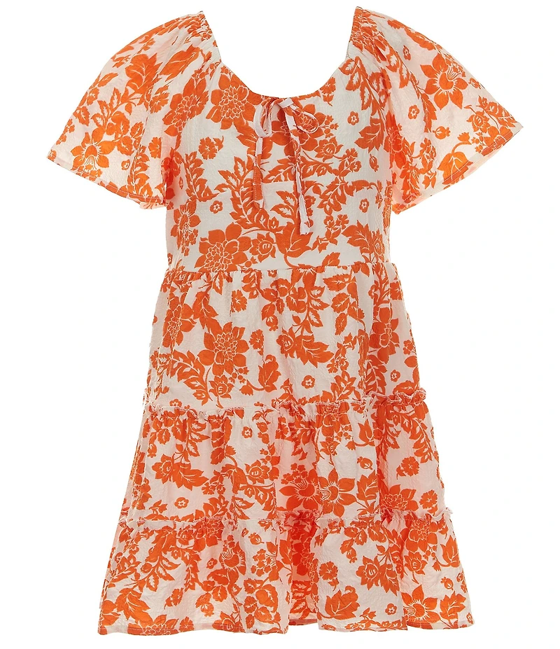 Poppies and Roses Big Girls Short Sleeve Tie Front Fit & Flare Dress