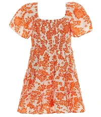 Poppies and Roses Big Girls Short Sleeve Tie Front Fit & Flare Dress