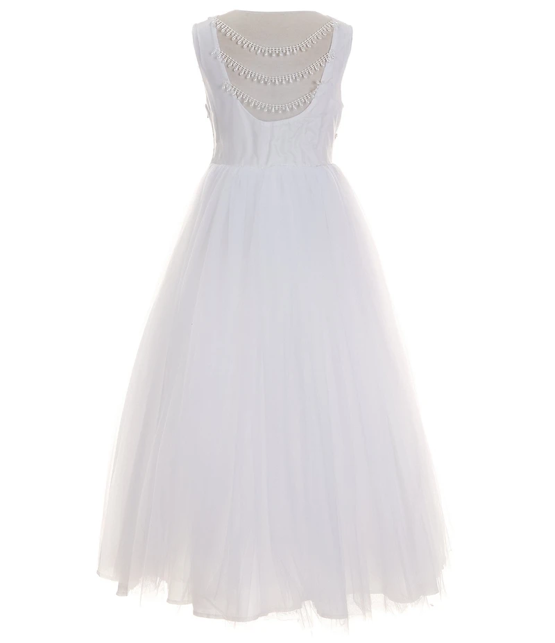 Poppies and Roses Big Girls Sleeveless Embellished-Bodice/Sheer Overlay Skirted Ballgown