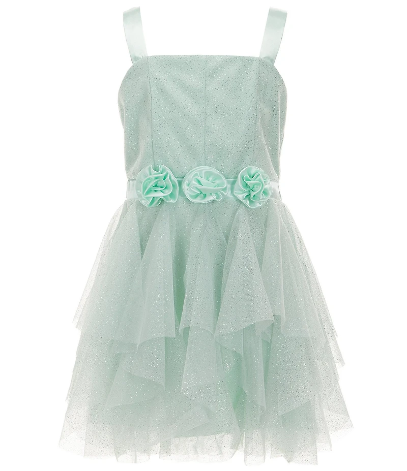 Poppies and Roses Big Girls Sleeveless Three-Dimensional-Flower-Appliqued Fit-And-Flare Dress
