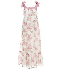 Poppies and Roses Big Girls Floral Crocheted Detailed Maxi Dress