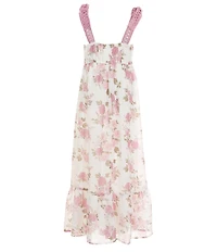 Poppies and Roses Big Girls Floral Crocheted Detailed Maxi Dress