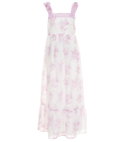 Poppies and Roses Big Girls Floral Printed Crocheted Detailed Maxi Dress