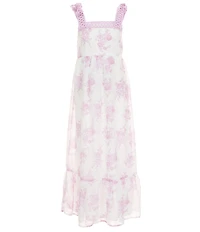 Poppies and Roses Big Girls Floral Printed Crocheted Detailed Maxi Dress