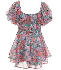 Poppies and Roses Big Girls Flutter-Sleeve Tie-Waist Romper