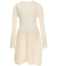 Poppies and Roses Big Girls Long Sleeve Cable-Knit Sweater Dress