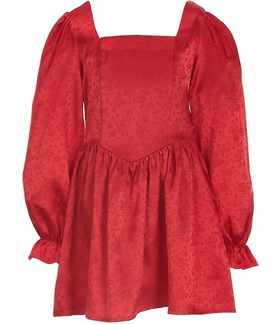 Poppies and Roses Big Girls Long-Sleeve Fit-And-Flare Dress