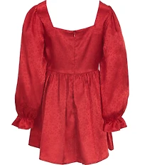 Poppies and Roses Big Girls Long-Sleeve Fit-And-Flare Dress