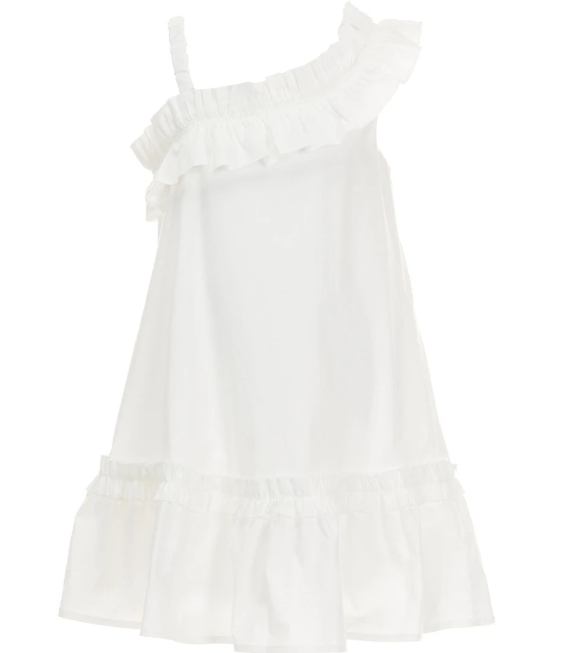 Poppies and Roses Big Girls One Shoulder Ruffle Trimmed Dress