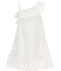 Poppies and Roses Big Girls One Shoulder Ruffle Trimmed Dress
