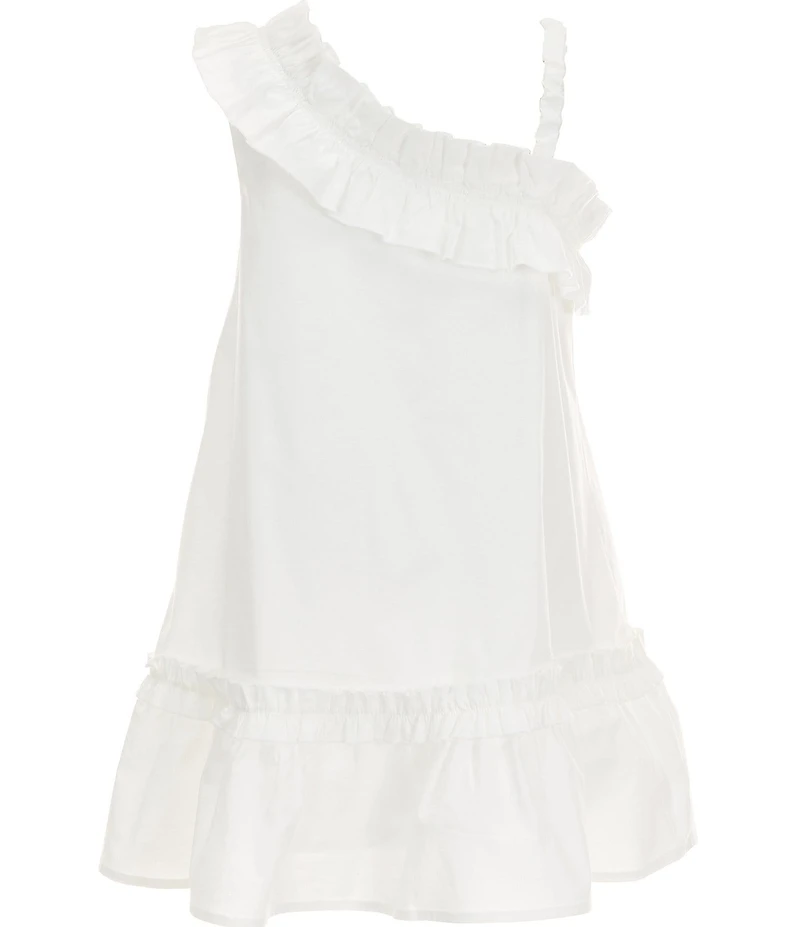 Poppies and Roses Big Girls One Shoulder Ruffle Trimmed Dress