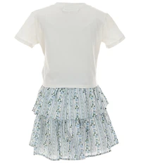 Poppies and Roses Big Girls Short Sleeve Bow Applique & Mixed Media Dress