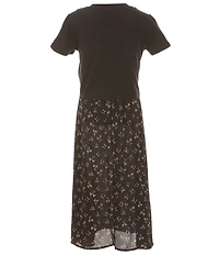 Poppies and Roses Big Girls Short Sleeve Cowboy Boot Graphic & Bow Print Dress