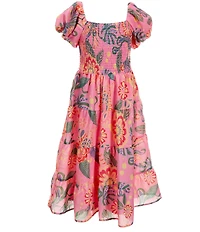 Poppies and Roses Big Girls Short-Sleeve Floral-Printed Long Dress