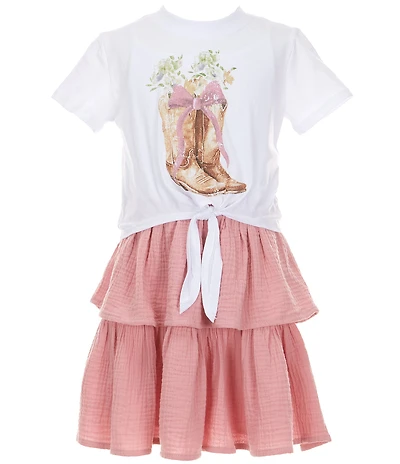 Poppies and Roses Big Girls Short-Sleeve Western-Inspired T-Shirt Dress