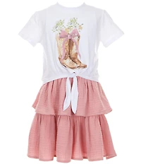 Poppies and Roses Big Girls Short-Sleeve Western-Inspired T-Shirt Dress