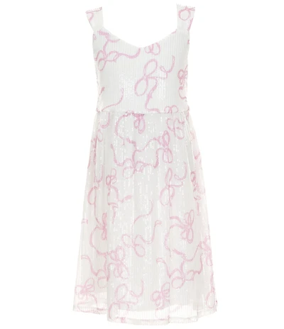Poppies and Roses Big Girls Sleeveless Sequin Bow Print Dress