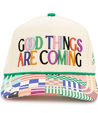Poppy & Pine Good Things Are Coming Embroidered Canvas Trucker Hat