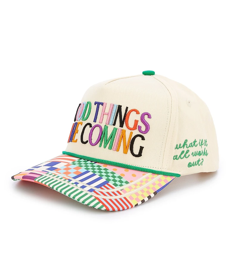 Poppy & Pine Good Things Are Coming Embroidered Canvas Trucker Hat