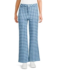 Poppy & Pine Houndstooth Print Flared Denim Pants