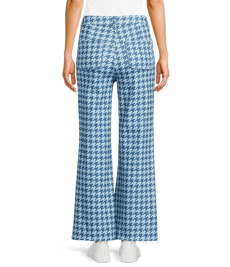 Poppy & Pine Houndstooth Print Flared Denim Pants