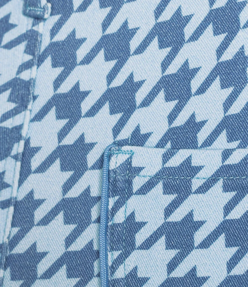 Poppy & Pine Houndstooth Print Flared Denim Pants