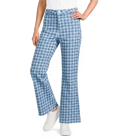 Poppy & Pine Houndstooth Print Flared Denim Pants