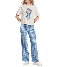 Poppy & Pine Short Sleeve Horse Award Ribbon Cropped T-Shirt