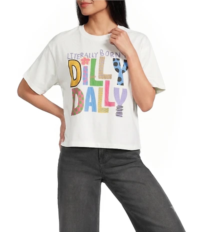 Poppy & Pine Short Sleeve Literally Born To Dilly Dally Graphic Cropped T-Shirt