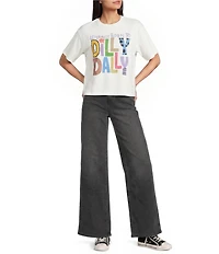 Poppy & Pine Short Sleeve Literally Born To Dilly Dally Graphic Cropped T-Shirt