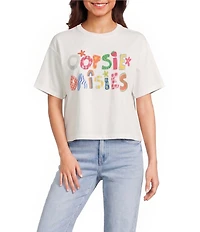 Poppy & Pine Short Sleeve Oppsie Daisies Graphic Cropped T-Shirt