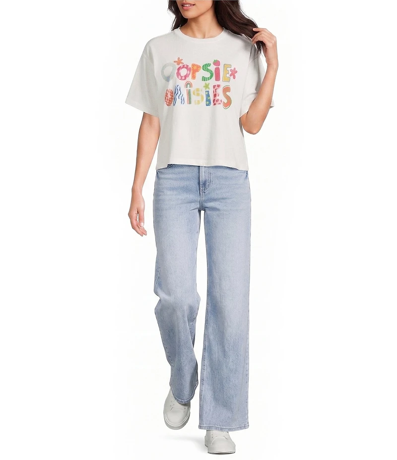 Poppy & Pine Short Sleeve Oppsie Daisies Graphic Cropped T-Shirt