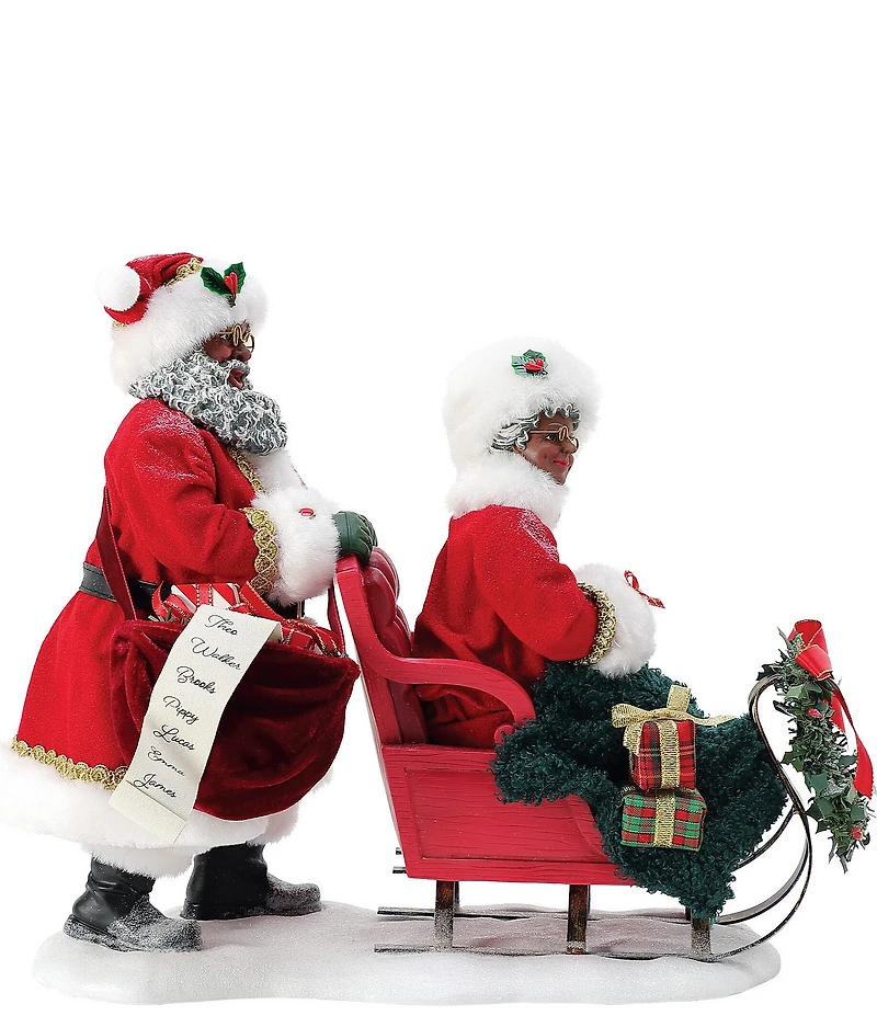 Possible Dreams Department 56 African American Santa & Mrs. Claus Limited Edition Anniversary Ruby Sleigh Figurine