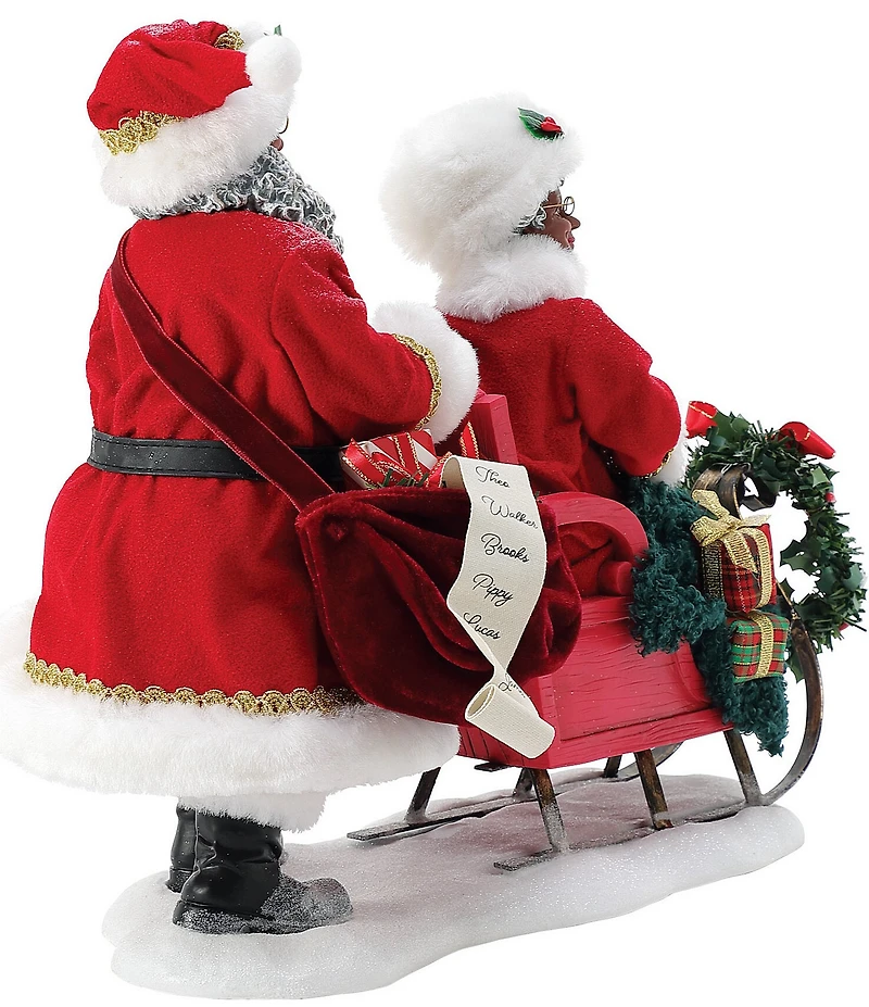 Possible Dreams Department 56 African American Santa & Mrs. Claus Limited Edition Anniversary Ruby Sleigh Figurine
