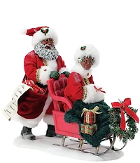 Possible Dreams Department 56 African American Santa & Mrs. Claus Limited Edition Anniversary Ruby Sleigh Figurine