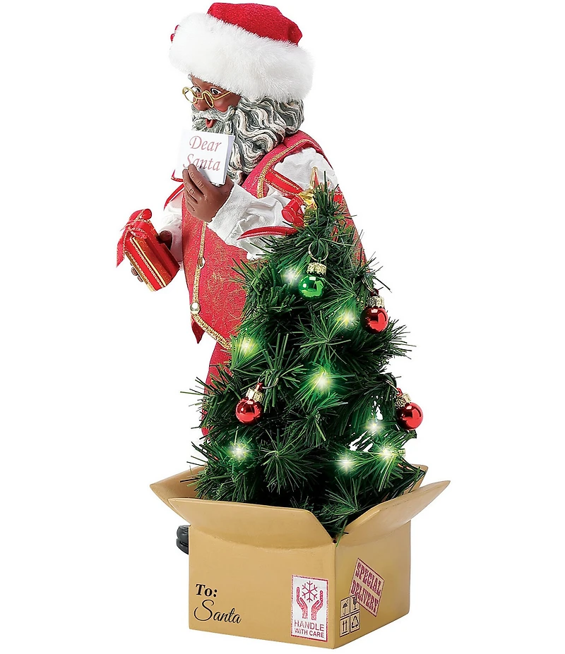 Possible Dreams Department 56 Battery-Operated LED Pop-Up Tree African American Santa Figurine Set