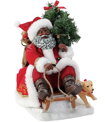 Possible Dreams Department 56 African American Santa Guide Dog Figurine