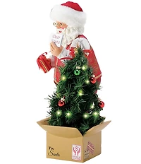 Possible Dreams Department 56 Christmas Traditions Battery-Operated LED Pop-Up Tree Santa Figurine Set