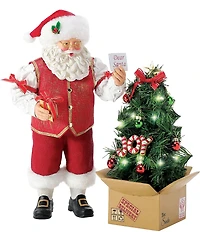 Possible Dreams Department 56 Christmas Traditions Battery-Operated LED Pop-Up Tree Santa Figurine Set